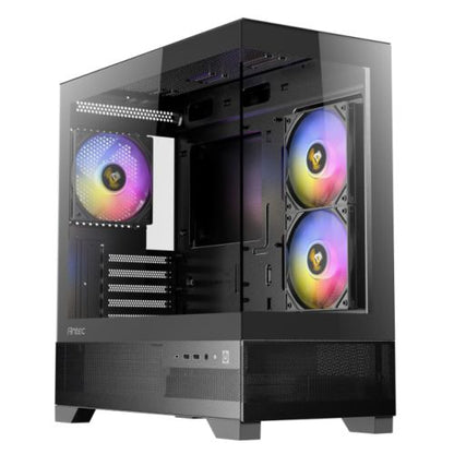 Antec CX500M RGB Gaming Case w/ Glass Side & Front, Micro ATX, 3x RGB Fans, LED Button, 410mm GPU Support, USB-C, Black