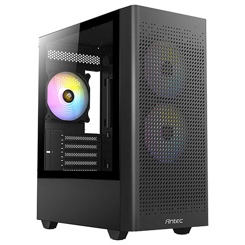 Antec NX500M ARGB Gaming Case w/ Glass Window, Micro ATX, 3 RGB Fans, Mesh Front, 360mm Radiator Support, USB-C, Black