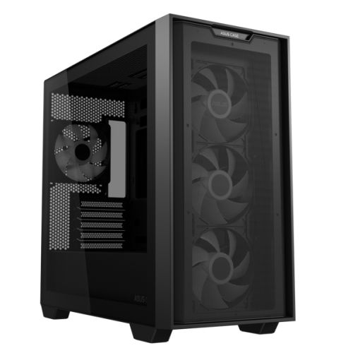 Asus A21 Plus ARGB Gaming Case w/ Glass Window, Micro ATX, 4x ARGB Fans, 380mm GPU & 360mm Radiator Support, Asus BTF Compatible, Black