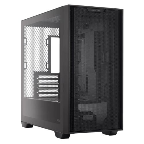 Asus A21 Gaming Case w/ Glass Window, Micro ATX, Mesh Front, 380mm GPU & 360mm Radiator Support, Asus BTF Compatible, Black