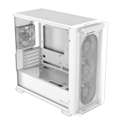 Asus A23 PLUS ARGB Gaming Case w/ Glass Side and Front, Micro ATX, 4x ARGB Fans, 380mm GPU & 360mm Radiator Support, USB-C, Asus BTF Compatible, White