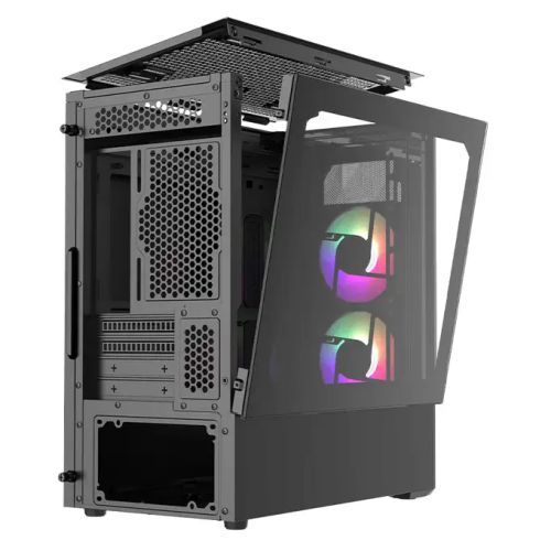 Cooler Master TD300 Mesh Gaming Case w/ Glass Side, Micro ATX, 2x ARGB Fans, ARGB/PWM Hub, 280mm Radiator Support, Black