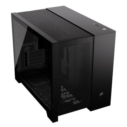 Corsair 2500D Airflow Dual Chamber Gaming Case w/ Glass Window, Micro ATX, Fully Mesh Panelling, USB-C, Asus BTF Compatible, Black