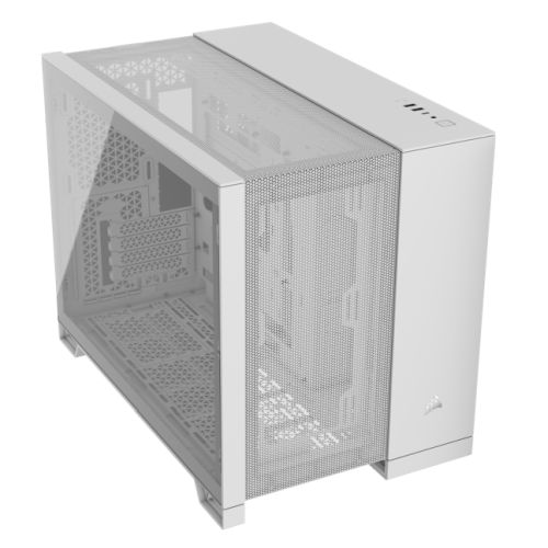 Corsair 2500D Airflow Dual Chamber Gaming Case w/ Glass Window, Micro ATX, Fully Mesh Panelling, USB-C, Asus BTF Compatible, White