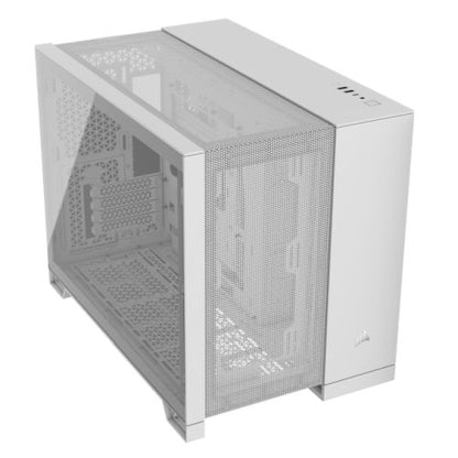 Corsair 2500D Airflow Dual Chamber Gaming Case w/ Glass Window, Micro ATX, Fully Mesh Panelling, USB-C, Asus BTF Compatible, White