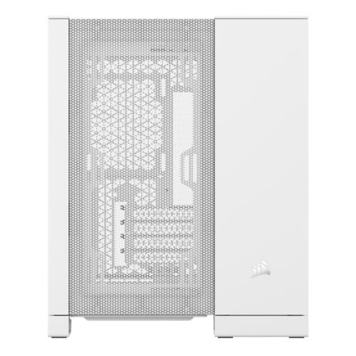 Corsair 2500D Airflow Dual Chamber Gaming Case w/ Glass Window, Micro ATX, Fully Mesh Panelling, USB-C, Asus BTF Compatible, White