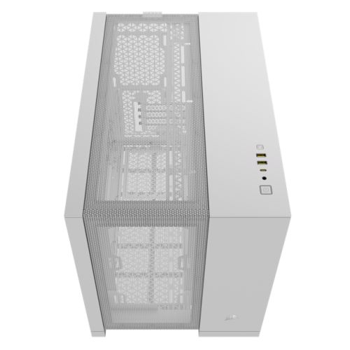 Corsair 2500D Airflow Dual Chamber Gaming Case w/ Glass Window, Micro ATX, Fully Mesh Panelling, USB-C, Asus BTF Compatible, White