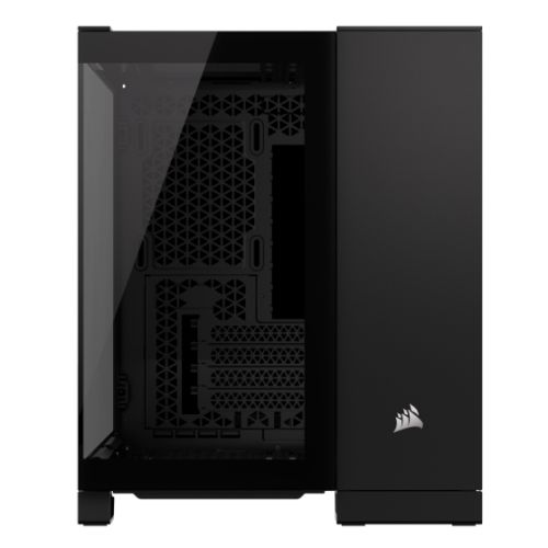 Corsair 2500X Dual Chamber Gaming Case w/ Glass Side & Front, Micro ATX, Mesh Panels, USB-C, Asus BTF Compatible, Black