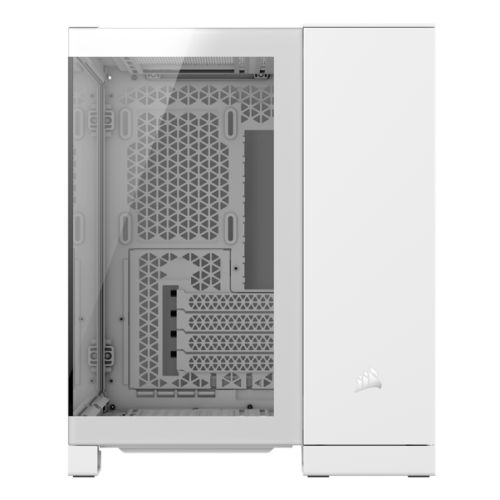 Corsair 2500X Dual Chamber Gaming Case w/ Glass Side & Front, Micro ATX, Mesh Panels, USB-C, Asus BTF Compatible, White