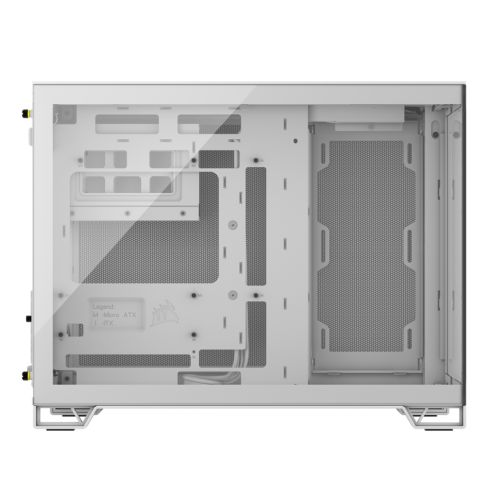 Corsair 2500X Dual Chamber Gaming Case w/ Glass Side & Front, Micro ATX, Mesh Panels, USB-C, Asus BTF Compatible, White