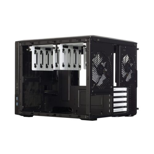 Fractal Design Node 804 (Black) Cube Case w/ Clear Window, Micro ATX, Brushed Al. Front, Optical Drive Option, 280mm Watercooling, 3 Fans, Fan Controller