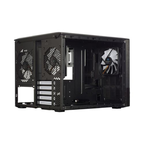 Fractal Design Node 804 (Black) Cube Case w/ Clear Window, Micro ATX, Brushed Al. Front, Optical Drive Option, 280mm Watercooling, 3 Fans, Fan Controller