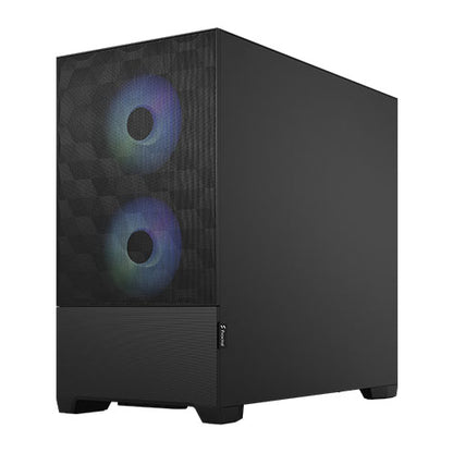 Fractal Design Pop Mini Air RGB (Black TG) Gaming Case w/ Clear Glass Window, Micro ATX, Hexagonal Mesh Front, 3 RGB Fans & ARGB Controller