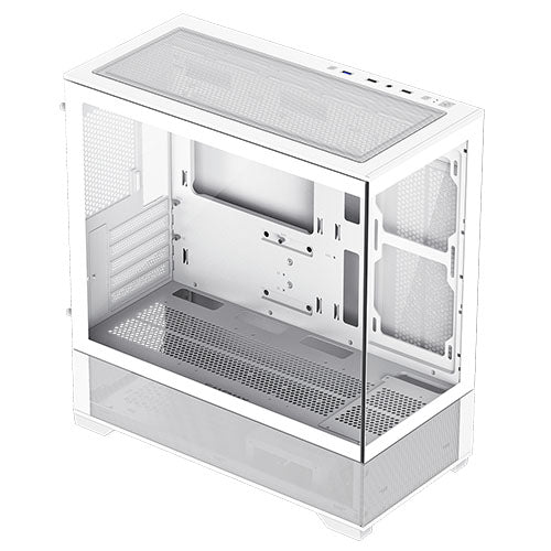 GameMax Vista Micro ATX Gaming Case w/ Glass Side & Front, Mesh Panelling, No Fans inc., ARGB PWM Fan Hub, White