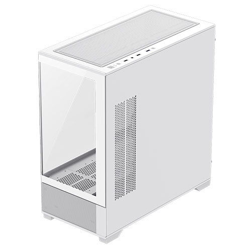 GameMax Vista Micro ATX Gaming Case w/ Glass Side & Front, Mesh Panelling, No Fans inc., ARGB PWM Fan Hub, White