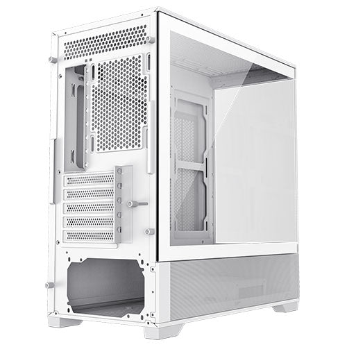 GameMax Vista Micro ATX Gaming Case w/ Glass Side & Front, Mesh Panelling, No Fans inc., ARGB PWM Fan Hub, White