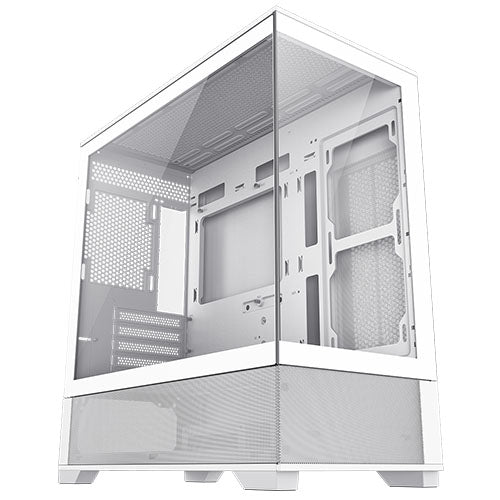 GameMax Vista Micro ATX Gaming Case w/ Glass Side & Front, Mesh Panelling, No Fans inc., ARGB PWM Fan Hub, White