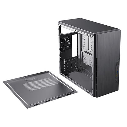 CiT Course Micro ATX Case, Brushed Aluminium Front, 1 Fan, 2x USB 3.0