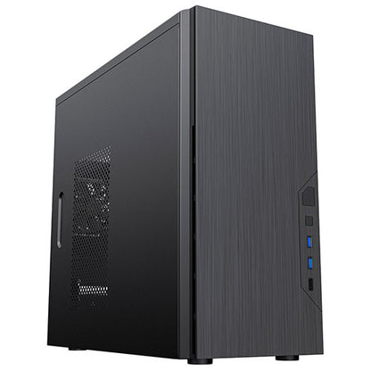 CiT Course Micro ATX Case, Brushed Aluminium Front, 1 Fan, 2x USB 3.0