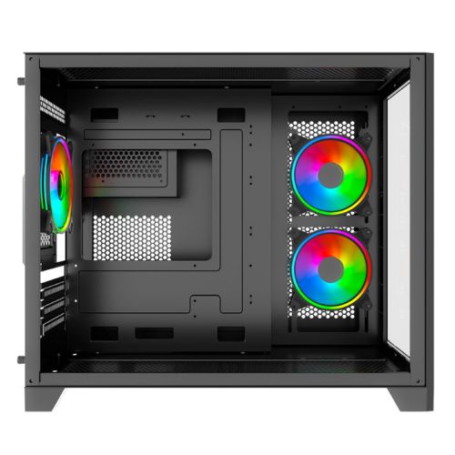 Vida Akira V2 Black ARGB Gaming Case w/ Glass Front & Side, Micro ATX, 3x ARGB Fans, 6-Port PWM ARGB Fan Hub & Remote Control