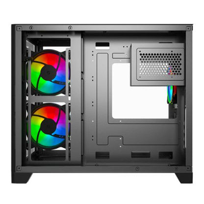 Vida Akira V2 Black ARGB Gaming Case w/ Glass Front & Side, Micro ATX, 3x ARGB Fans, 6-Port PWM ARGB Fan Hub & Remote Control