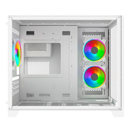 Vida Akira V2 White ARGB Gaming Case w/ Glass Front & Side, Micro ATX, 3x ARGB Fans, 6-Port PWM ARGB Fan Hub & Remote Control