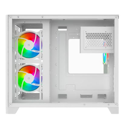 Vida Akira V2 White ARGB Gaming Case w/ Glass Front & Side, Micro ATX, 3x ARGB Fans, 6-Port PWM ARGB Fan Hub & Remote Control