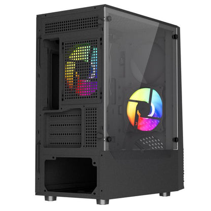 Vida Genesis Black ARGB Gaming Case w/ Glass Window, Micro ATX, 2x ARGB Fans, Front ARGB Strip