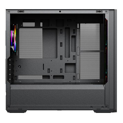 Vida Notus Black ARGB Gaming Case w/ Glass Side, Micro ATX, Mesh Front, 4x ARGB Fans, 6-Port PWM ARGB Hub, USB-C, Asus BTF Compatible