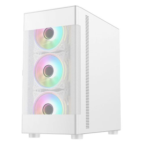 Vida Zephyr White ARGB Gaming Case w/ Glass Window, Micro ATX, 4x ARGB Fans, Mesh Front