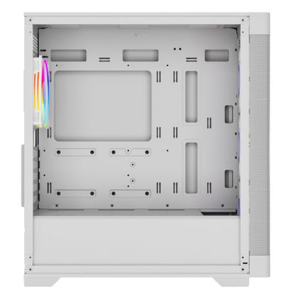 Vida Zephyr V2 White ARGB Gaming Case w/ Glass Window, Micro ATX, 4x ARGB Fans, 6-Port PWM ARGB Fan Hub & Remote Control, Mesh Front