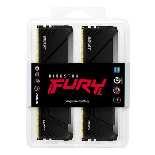 Kingston Fury Beast RGB 32GB Kit (4 x 8GB), DDR4, 3200MHz (PC4-25600), CL16, XMP, DIMM Memory