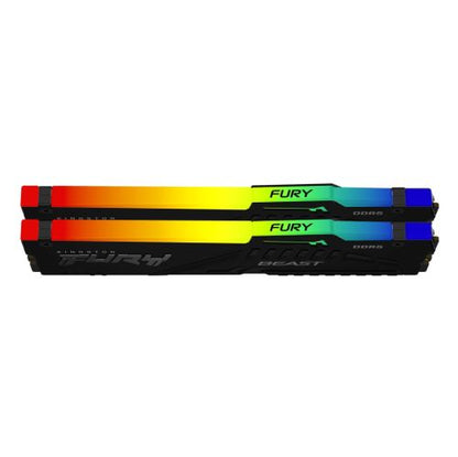 Kingston Fury Beast RGB 16GB Kit (2 x 8GB), DDR5, 6000MHz (PC5-48000), CL40, 1.35V, ECC, XMP 3.0, PMIC, DIMM Memory