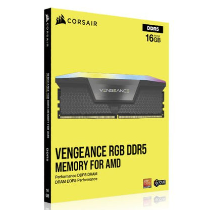 Corsair Vengeance RGB 32GB Kit (2 x 16GB), DDR5, 6000MHz (PC5-48000), CL30, 1.4V, XMP 3.0, PMIC, AMD Optimised, DIMM Memory