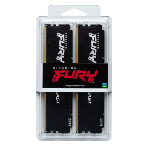 Kingston Fury Beast 32GB Kit (2 x 16GB), DDR5, 6000MHz (PC5-48000), CL36, 1.35V, ECC, PMIC, AMD EXPO, DIMM Memory