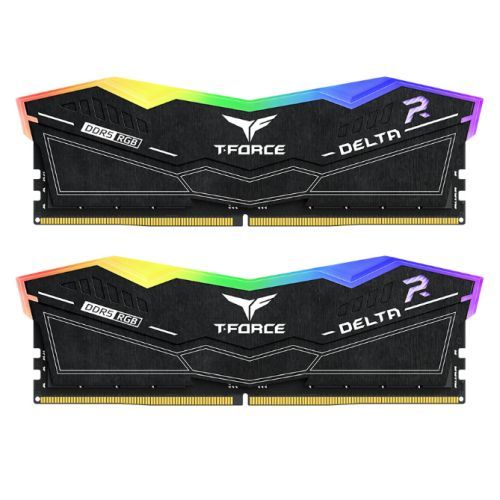 Team T-Force Delta RGB 32GB Kit (2 x 16GB), DDR5, 6400MHz (PC5-51200), CL40, ECC, XMP 3.0, PMIC, DIMM Memory, Black