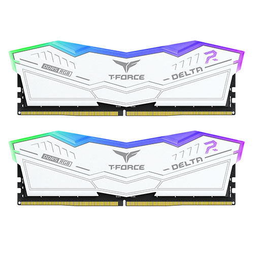 Team T-Force Delta RGB 32GB Kit (2 x 16GB), DDR5, 7200MHz (PC5-57600), CL34, ECC, XMP 3.0, PMIC, DIMM Memory, White