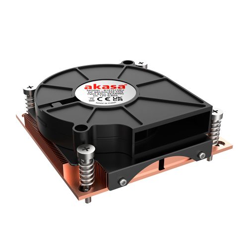 Akasa AK-CC7401BP01 1U Low Profile Intel CPU Cooler w/ Side Blower Fan, Intel 1700, 1200 & 115x, PWM Fan, Up to 95W TDP