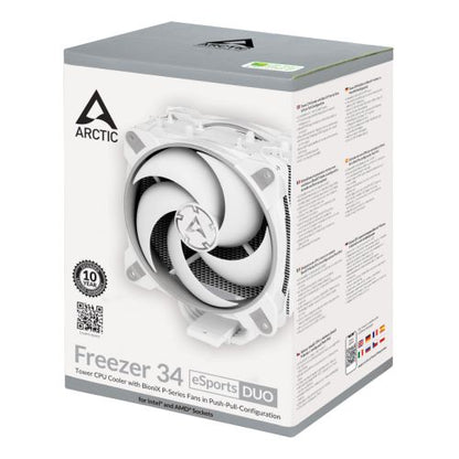 Arctic Freezer 34 eSports DUO Edition Heatsink & Fan, Grey/White, Intel & AMD Sockets, Bionix P Fans, Fluid Dynamic Bearing, 210W TDP