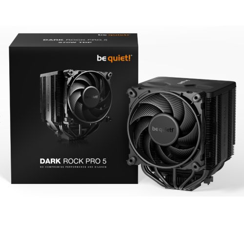 Be Quiet! BK036 Dark Rock Pro 5 Heatsink & Fan, Intel/AMD, 2 Silent Wings Fans, Speed Switch, 270W TDP