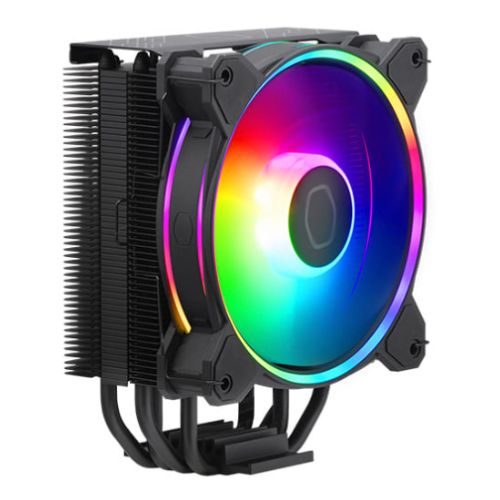 Cooler Master Hyper 212 Halo ARGB Heatsink & Fan, Intel/AMD, 4 Heat Pipes, Rifle Bearing Fan, Compact 154mm Height, Black