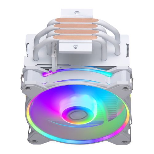 Cooler Master Hyper 212 Halo ARGB Heatsink & Fan, Intel/AMD, 4 Heat Pipes, Rifle Bearing Fan, Compact 154mm Height, White