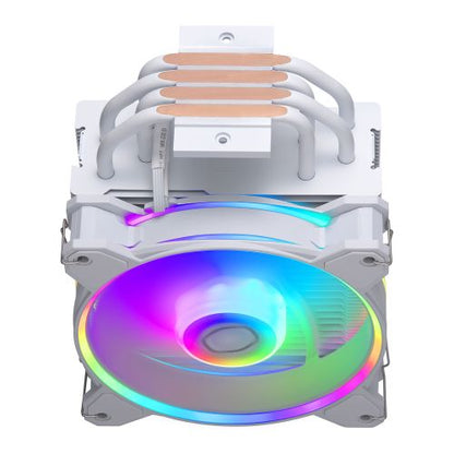 Cooler Master Hyper 212 Halo ARGB Heatsink & Fan, Intel/AMD, 4 Heat Pipes, Rifle Bearing Fan, Compact 154mm Height, White