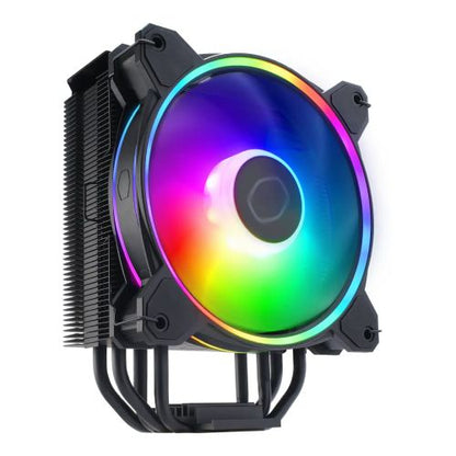 Cooler Master Hyper 212 Halo ARGB Heatsink & Fan, Intel/AMD, 4 Heat Pipes, Rifle Bearing Fan, Compact 154mm Height, Black