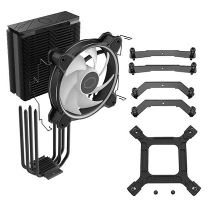 Cooler Master Hyper 212 Halo ARGB Heatsink & Fan, Intel/AMD, 4 Heat Pipes, Rifle Bearing Fan, Compact 154mm Height, Black