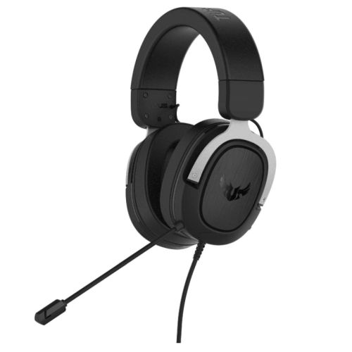 Asus TUF Gaming H3 7.1 Gaming Headset, 3.5mm Jack, Boom Mic, Surround Sound, Deep Bass, Fast-cooling Ear Cushions, Silver