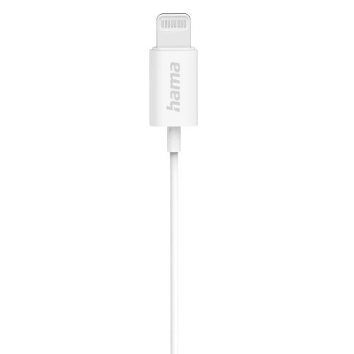 Hama Glow Apple/Lightning Earset with Microphone, Answer Button, Volume Control, White