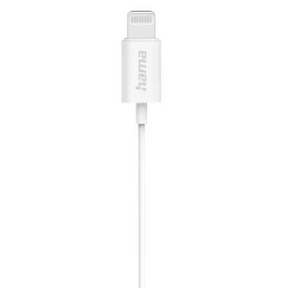 Hama Glow Apple/Lightning Earset with Microphone, Answer Button, Volume Control, White