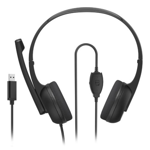 Hama HS-USB250 V2 Lightweight Office Headset with Boom Microphone, USB, Padded Ear Pads, In-line Controls