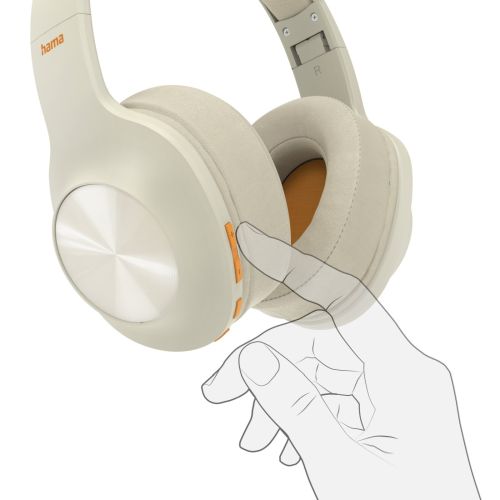 Hama Spirit Calypso Bluetooth Headset w/ Mic, Bass Boost, Foldable, Passive Noise Suppression, Up to 38hrs Battery, Beige